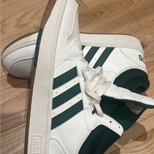Adidas Men's White and Dark Green Sneakers